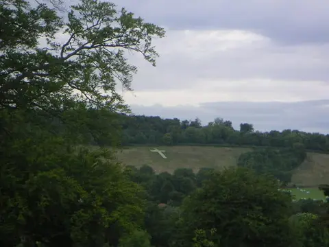 Photo of Shoreham Cross, a hill figure in Kent, south east England.