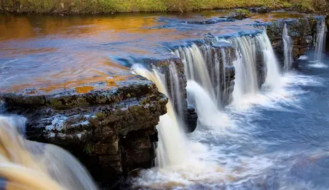 Photo of Wain Wath Force, a waterfall near Keld in the Yorkshire Dales, North Yorkshire, northern England.