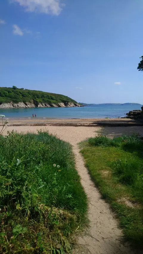 Photo of Maenporth, a swimming spot near Mawnan Smith, Cornwall, south west England.