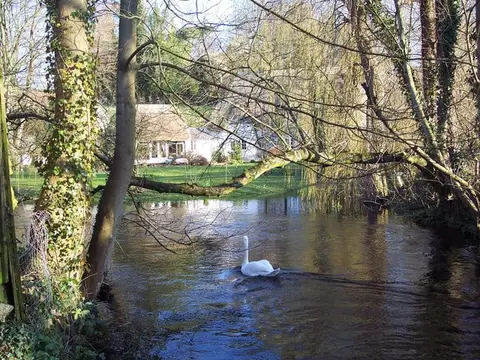 Photo of the River Till, a 9-mile river running from Tilshead to River Wylye at Stapleford, south west England.