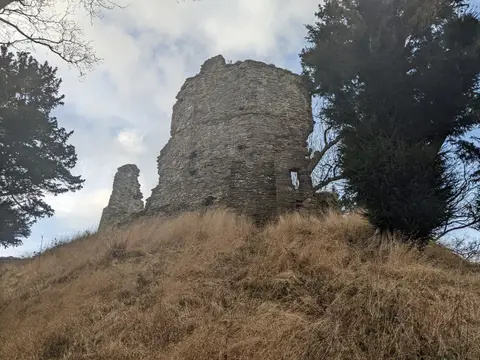 Photo of Snodhill Castle, a ruined castle near Dorstone, Herefordshire, central England.