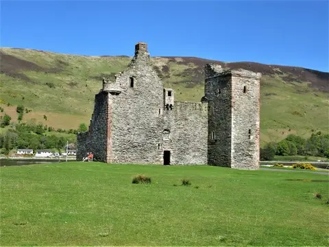 Photo of Lochranza Castle, Arran, a ruined castle in North Arran, North Ayrshire, southern Scotland.