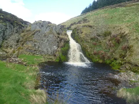 Photo of Davidson's Linn, a waterfall near Alwinton, Northumberland, north east England.