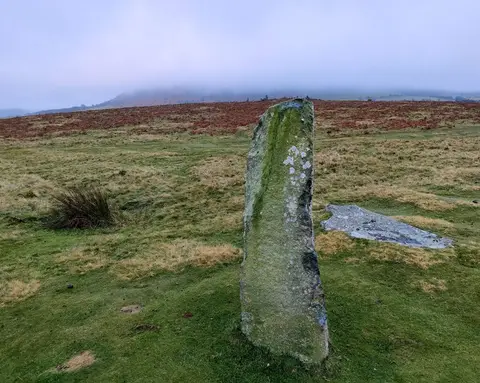 Photo of Mitchell's Fold stone circle, a stone circle near Montgomery, Shropshire, central England.