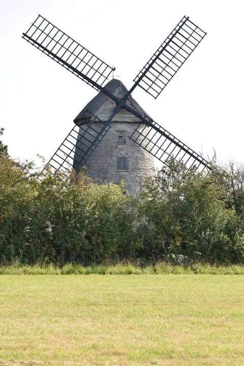 Photo of Stembridge Tower Mill, a windmill near Somerton, Somerset, south west England.