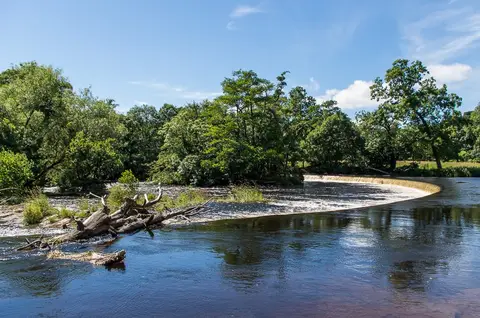 Photo of Horseshoe Falls, a landmark near Llangollen in the Clwydian Range & Dee Valley, Denbighshire, north Wales.