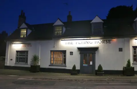 Photo of The Flying Horse, a pub near Clophill, Bedfordshire, eastern England.