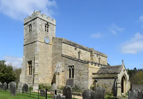 Photo of St Mary's Church, Lastingham, a church in the North York Moors, North Yorkshire, northern England.