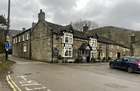 Photo of Old Nag's Head, a pub near Edale in the Peak District, Derbyshire, central England.