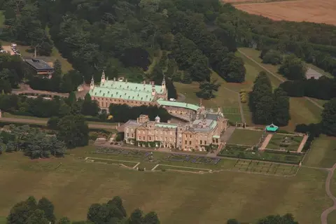 Photo of Welbeck Abbey, a Grade II registered house & garden near Whitwell (Derbys), Nottinghamshire, central England.