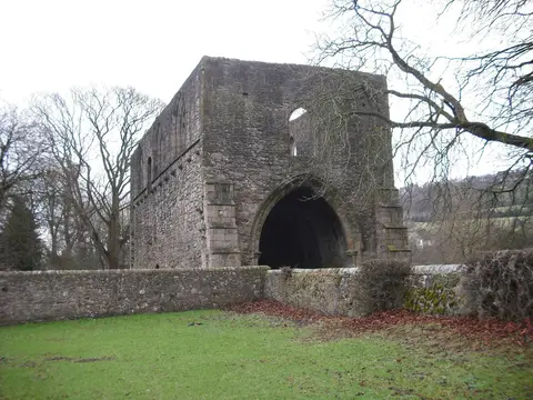Photo of Whalley Abbey Gatehouse, a ruined abbey in Lancashire, north west England.
