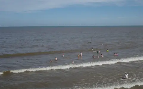 Photo of Skegness, a swimming spot in Lincolnshire, central England.