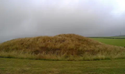 Photo of Winterbourne Poor Lot Barrows, a prehistoric mound near Abbotsbury, Dorset, south west England.