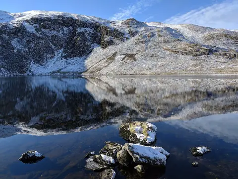 Photo of Llyn Llygad Rheidol, a lake near Dovey Junction, Ceredigion, mid Wales.