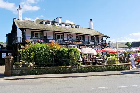 Photo of Pooley Bridge, a village in the Lake District, Cumbria, north west England.