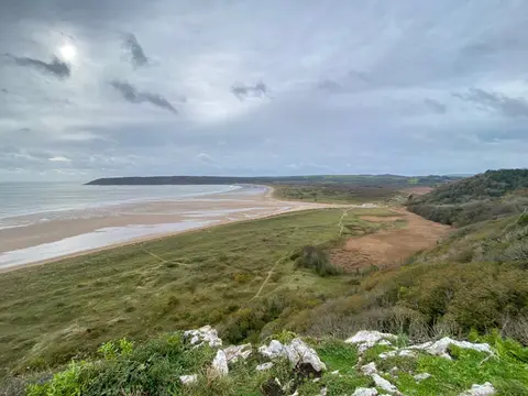 Photo of Oxwich Bay, a beach in Gower, Swansea, south west Wales.