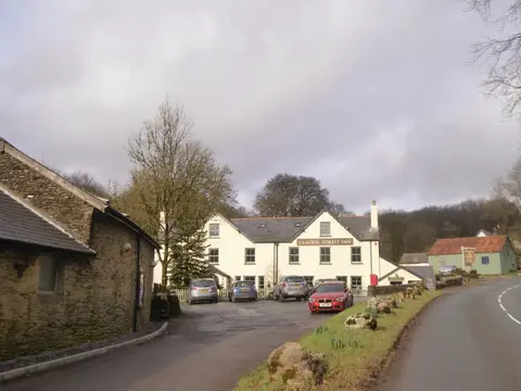 Photo of Exmoor Forest Inn, a gastropub near Simonsbath, Somerset, south west England.