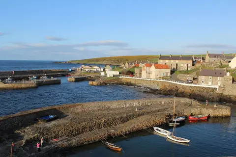 Photo of Portsoy Harbour, a visitor attraction in Aberdeenshire, north east Scotland.