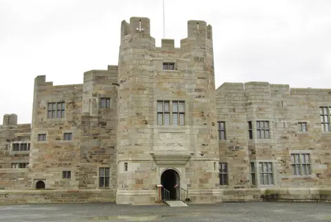 Photo of Castle Drogo, a Grade II* registered house & garden near Drewsteignton in Dartmoor, Devon, south west England.