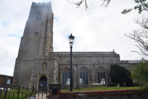 Photo of St Mary, Happisburgh, a church in Norfolk, eastern England.