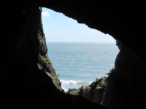 Photo of Paviland Cave, a cave near Rhossili in Gower, Swansea, south west Wales.