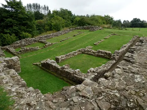 Photo of Poltross Burn Milecastle, a milecastle near Haltwhistle, Northumberland, north east England.