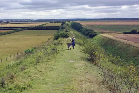 Photo of Devil's Dyke, a landmark near Reach, Cambridgeshire, eastern England.