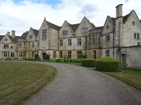 Photo of Rodmarton Manor, a Grade II* registered house & garden near Sapperton in the Cotswolds, Gloucestershire, south west England.