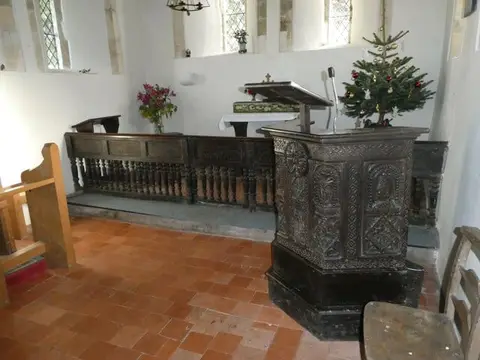 Photo of St Andrew's, Didling, a church in the South Downs, West Sussex, south east England.