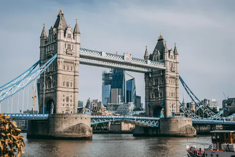 Photo of Tower Bridge, a landmark in London, England.