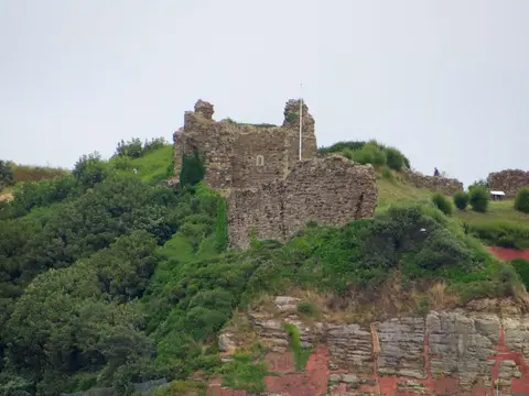 Photo of Hastings Castle, a ruined castle in East Sussex, south east England.
