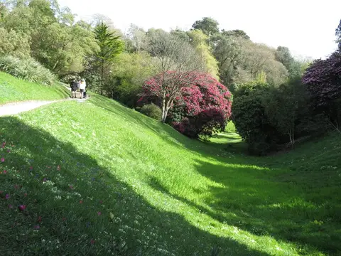 Photo of Glendurgan Garden, a Grade II registered house & garden near Mawnan Smith, Cornwall, south west England.