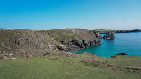 Photo of the coast at Predannack and Kynance, Cornwall, south west England.