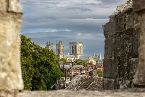 Photo of York City Walls, a landmark in North Yorkshire, northern England.