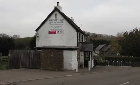 Photo of The Greyhound Inn, a pub near Llantrisant, Monmouthshire, south east Wales.