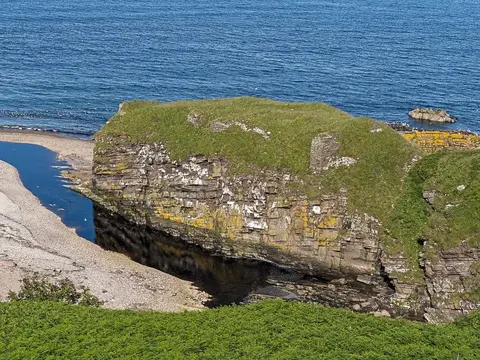 Photo of Berriedale Castle, a ruined castle near Dunbeath, Highland, the Scottish Highlands and Islands.