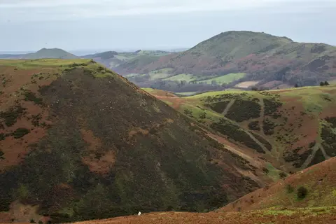 Photo of Long Mynd, a Site of Special Scientific Interest near Little Stretton, Shropshire, central England.