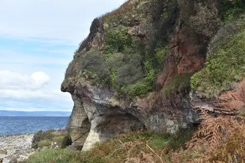 Photo of King's Cave, a landmark near Blackwaterfoot, North Ayrshire, southern Scotland.