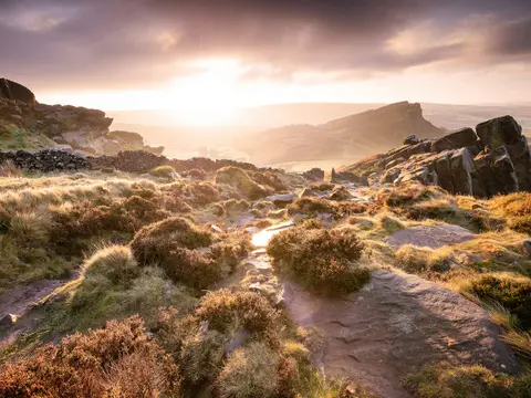 Photo of The Roaches, a rock formation near Flash in the Peak District, Staffordshire, central England.