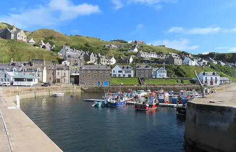 Photo of Gardenstown, a village in Aberdeenshire, north east Scotland.
