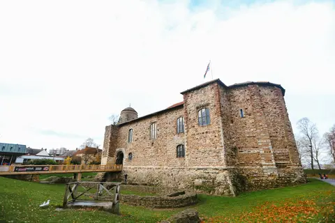 Photo of Colchester Castle, a ruined castle in Essex, eastern England.