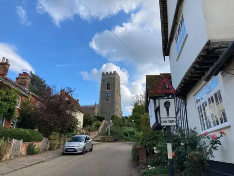 Photo of St Mary's Church, Kersey, a church in Suffolk, eastern England.