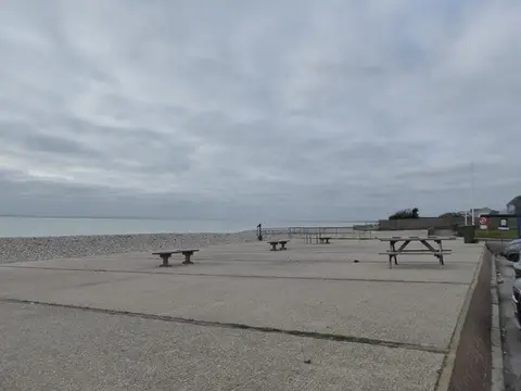 Photo of Bracklesham Bay, a swimming spot near West Itchenor, West Sussex, south east England.