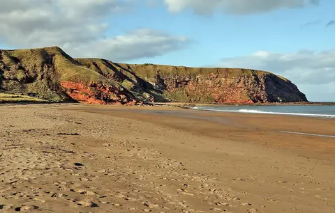 Photo of Pease Bay, a beach near Reston, the Scottish Borders, southern Scotland.