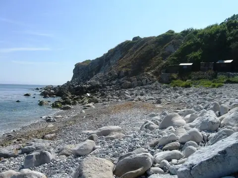 Photo of Church Ope Cove, a swimming spot near Osmington, Dorset, south west England.