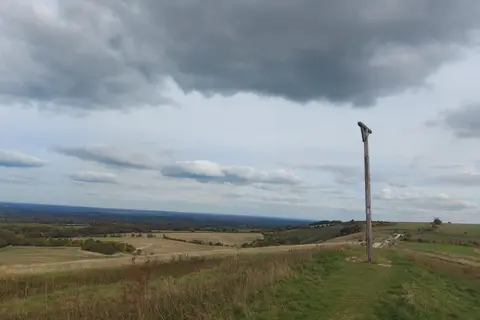 Photo of Combe Gibbet, a landmark near Kintbury in the North Wessex Downs, Berkshire, south east England.