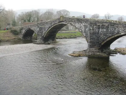 Photo of Pont Fawr (Inigo Jones Bridge), a landmark near Llanrwst, Conwy, north Wales.