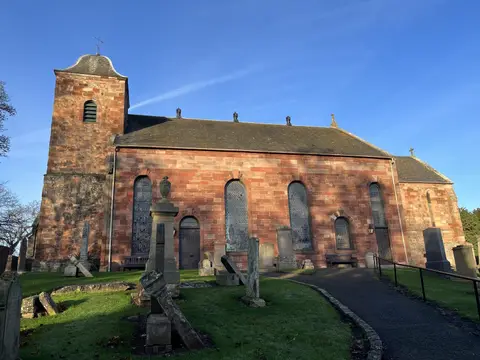 Photo of Prestonkirk Parish Church, a church near East Linton, East Lothian, central Scotland.