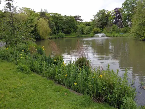 Photo of Hesketh Park, a Grade II* registered house & garden near Lytham, Merseyside, north west England.