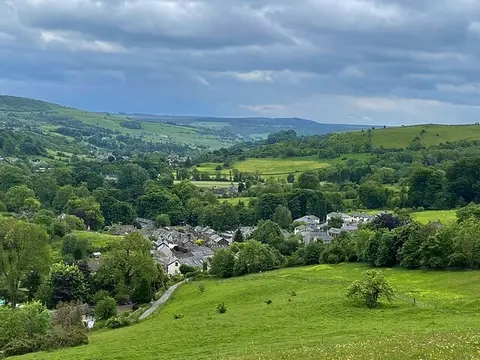 Photo of Stoney Middleton, a village in the Peak District, Derbyshire, central England.